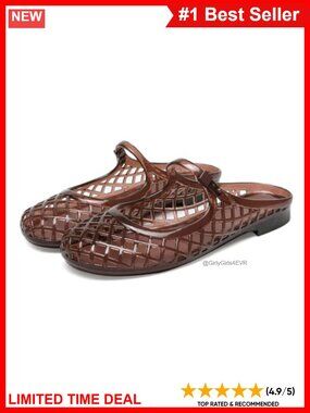 Jelly Slide Sandals Women Clear Mary Jane Mules Slip On Mesh Flats
